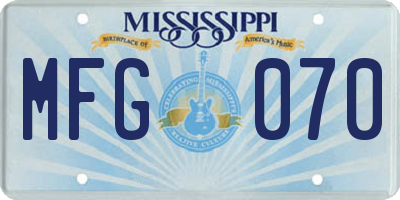 MS license plate MFG070