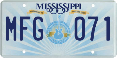 MS license plate MFG071