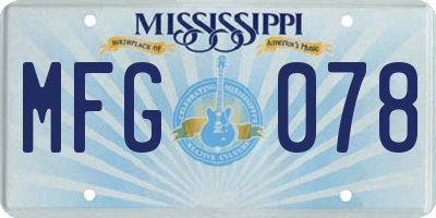 MS license plate MFG078