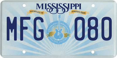 MS license plate MFG080