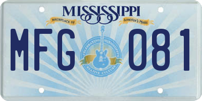 MS license plate MFG081
