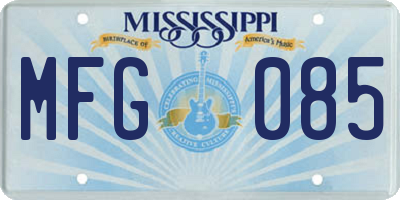 MS license plate MFG085