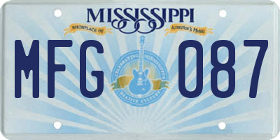 MS license plate MFG087