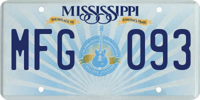 MS license plate MFG093