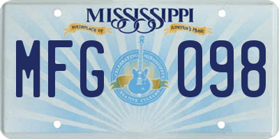 MS license plate MFG098