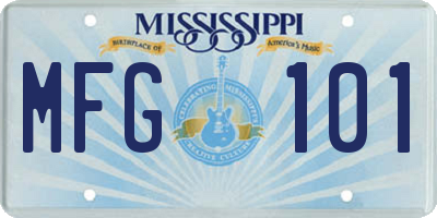 MS license plate MFG101