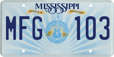 MS license plate MFG103