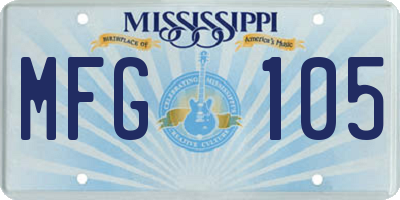 MS license plate MFG105