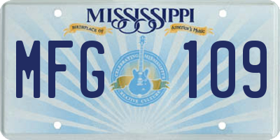 MS license plate MFG109
