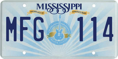 MS license plate MFG114