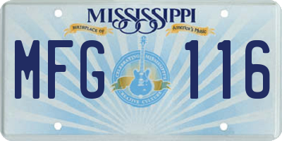 MS license plate MFG116