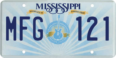 MS license plate MFG121