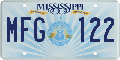 MS license plate MFG122