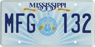 MS license plate MFG132