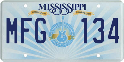 MS license plate MFG134