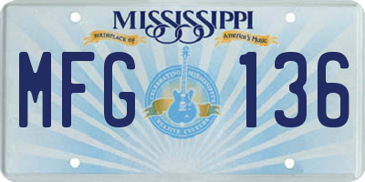 MS license plate MFG136