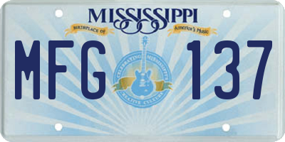 MS license plate MFG137