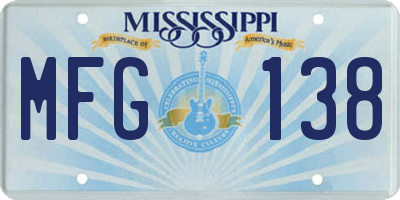 MS license plate MFG138