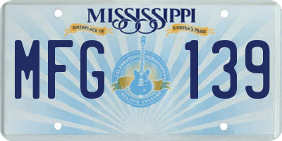 MS license plate MFG139