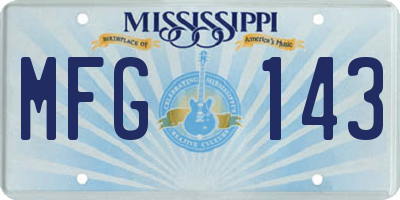 MS license plate MFG143