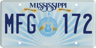 MS license plate MFG172