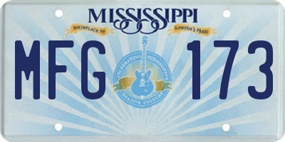MS license plate MFG173