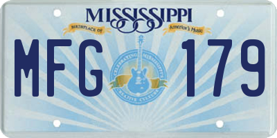 MS license plate MFG179