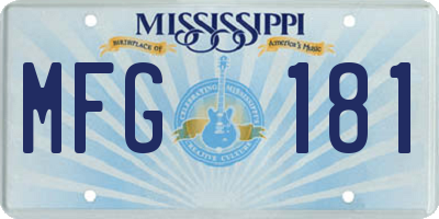 MS license plate MFG181