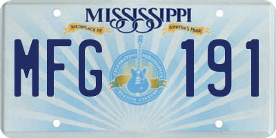 MS license plate MFG191