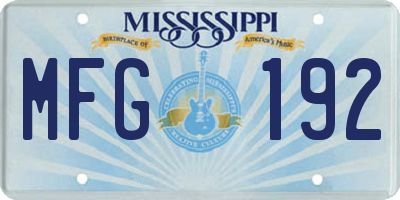 MS license plate MFG192