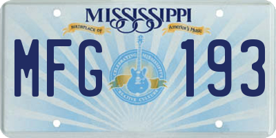 MS license plate MFG193