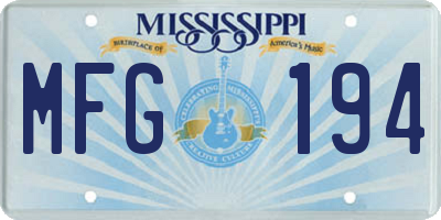 MS license plate MFG194