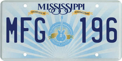 MS license plate MFG196