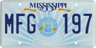 MS license plate MFG197