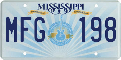 MS license plate MFG198