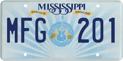 MS license plate MFG201
