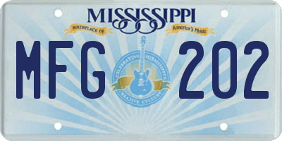 MS license plate MFG202