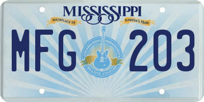 MS license plate MFG203