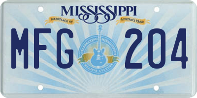 MS license plate MFG204