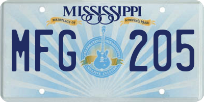 MS license plate MFG205
