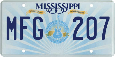 MS license plate MFG207