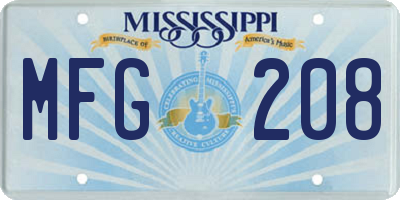 MS license plate MFG208