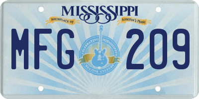MS license plate MFG209