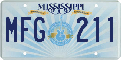 MS license plate MFG211