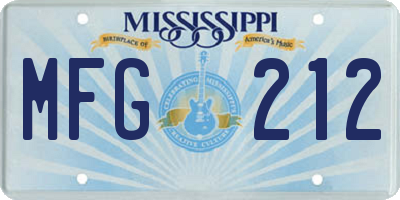 MS license plate MFG212