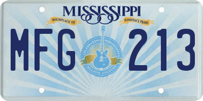 MS license plate MFG213