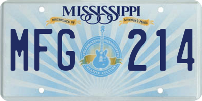 MS license plate MFG214