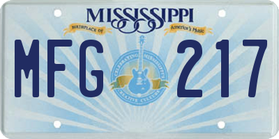 MS license plate MFG217