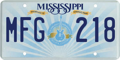 MS license plate MFG218