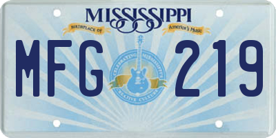 MS license plate MFG219